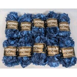 Lot of 10 Bernat Boa Yarn Blue Bird Merle 50g 65m Eyelash Novelty Yarn Polyester